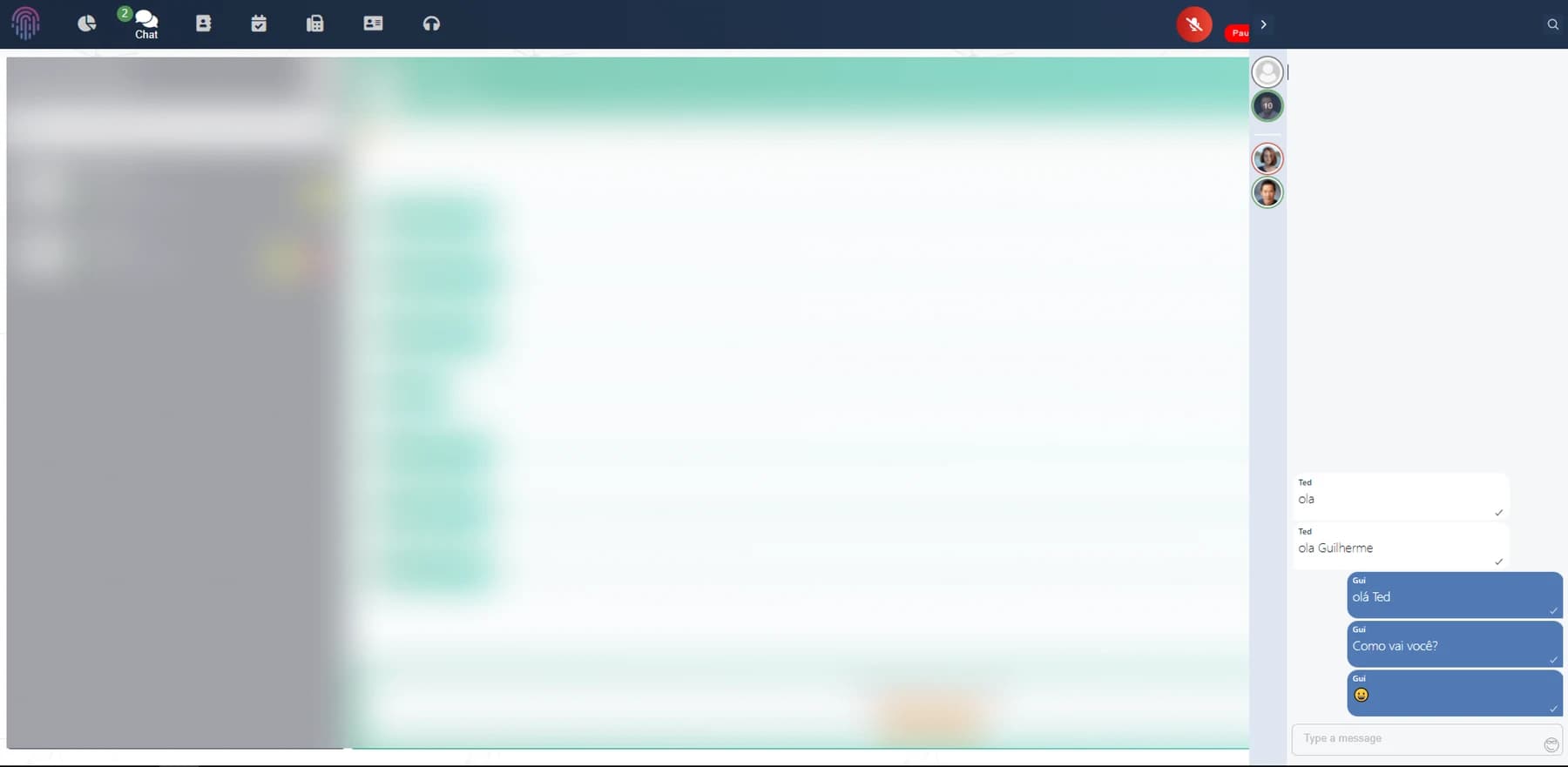 Type Now embedded inside the Orpen platform, with the chat panel docked on the right